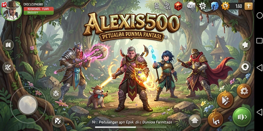 Tampilan gameplay mendebarkan dalam ALEXIS500 saat menjelajahi dunia fantasi.