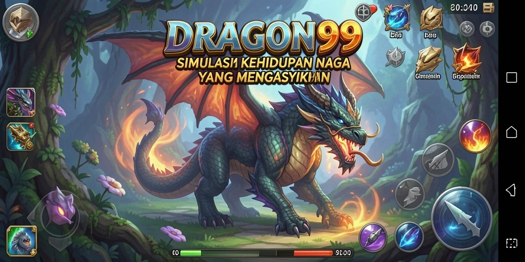 Screenshot gameplay DRAGON99 menampilkan aksi seru merawat naga.