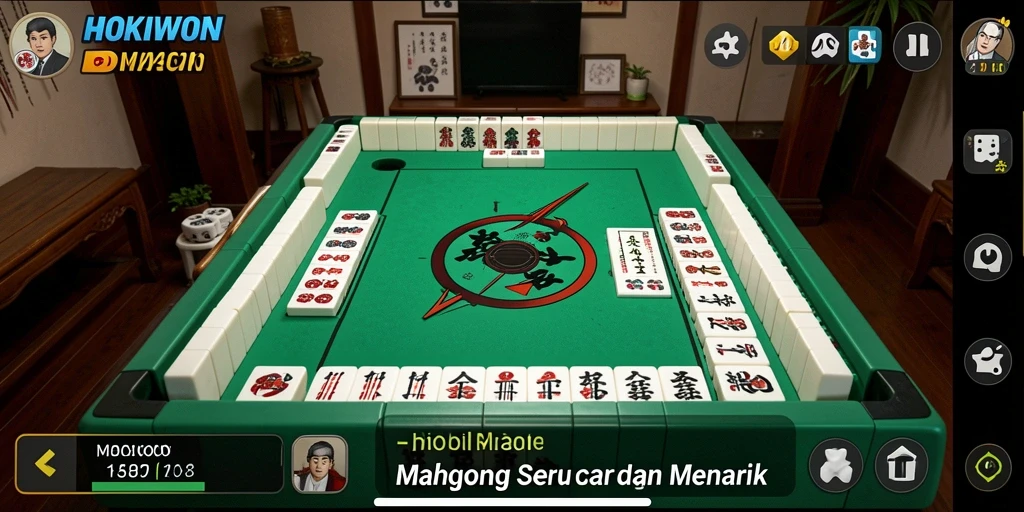Screenshot HOKIWON menunjukkan gameplay Mahjong yang mendebarkan.