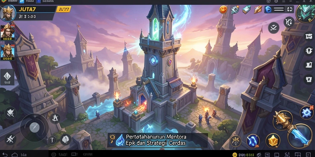 Gameplay menegangkan dalam JUTA7 menunjukkan pertahanan menara yang strategis.