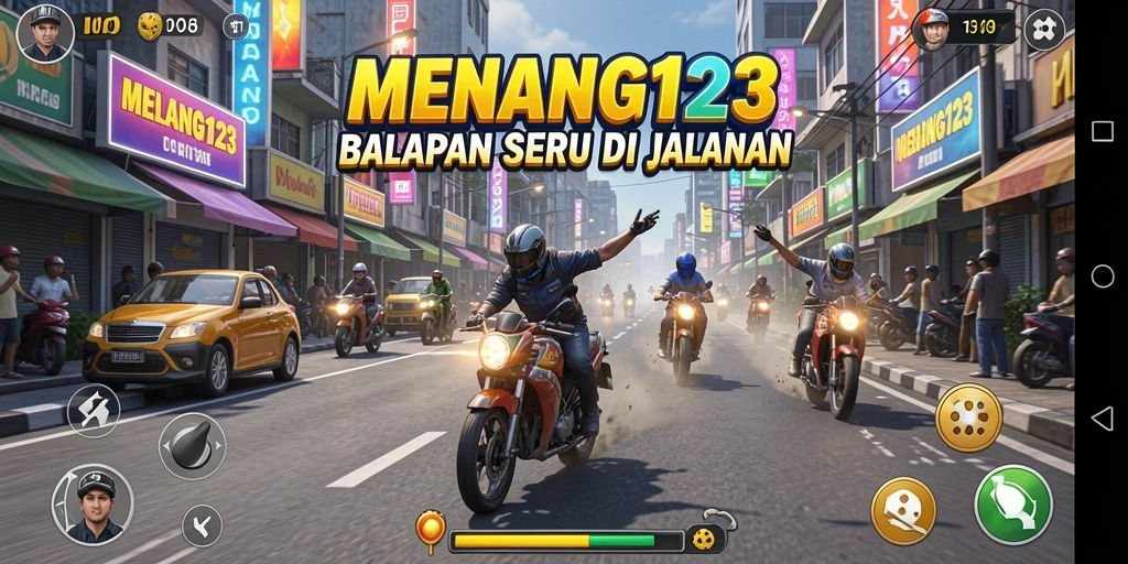 Menampilkan aksi balap seru dalam MENANG123 dengan mobil yang kencang.