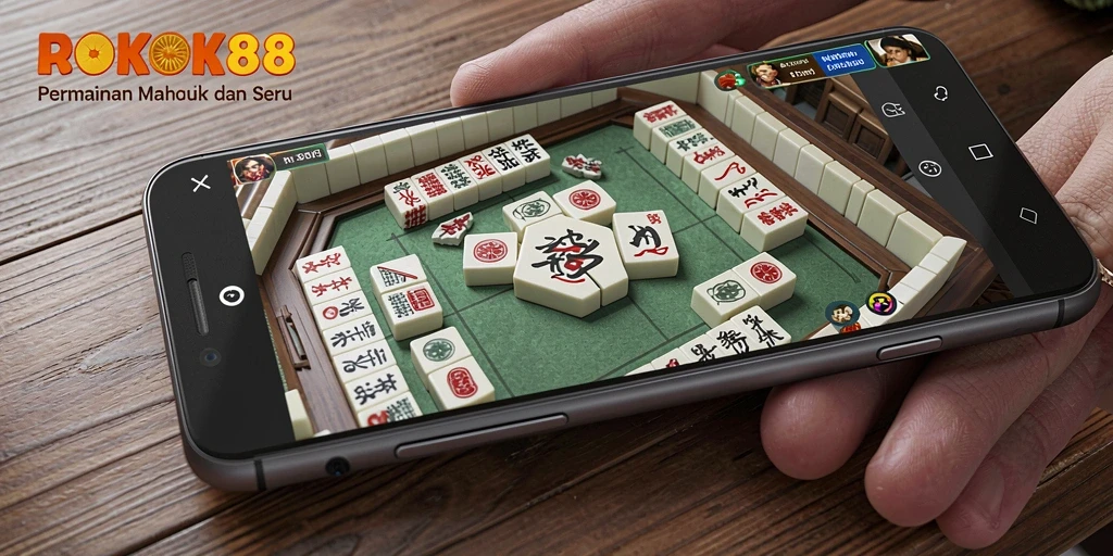 Screenshot dari permainan ROKOK88 yang menampilkan gameplay Mahjong yang seru.