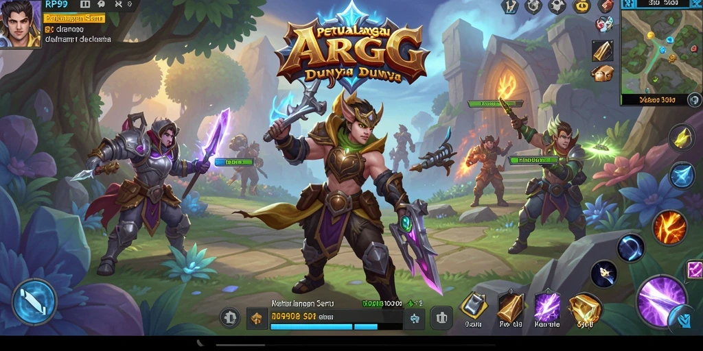 Screenshot menunjukkan pertarungan seru dalam dunia ARPG RP99.